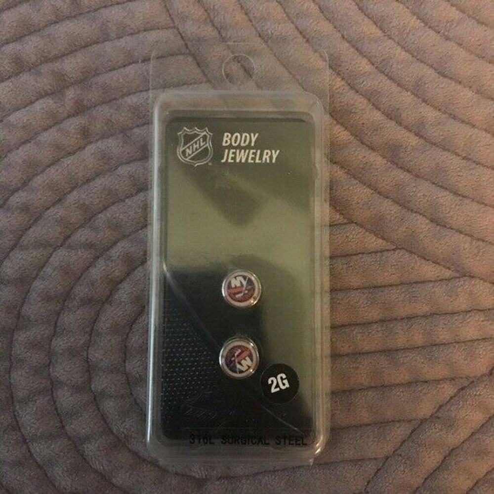New York Islanders NEW Size 2 Gauge Surgical Steel Plugs NHL Hockey Jewelry